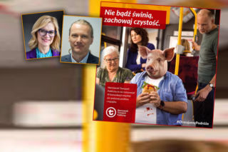 Otyła świnia w autobusie. ZTM wycofuje skandaliczny plakat. Ekspertka: Zamiast edukować, utrwala stereotypy
