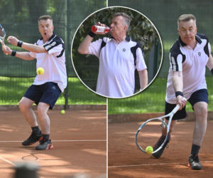 Dariusz Wieczorek zgubił na korcie 5 kilogramów. Tak wygląda ciężki trening polityka! [ZDJĘCIA]