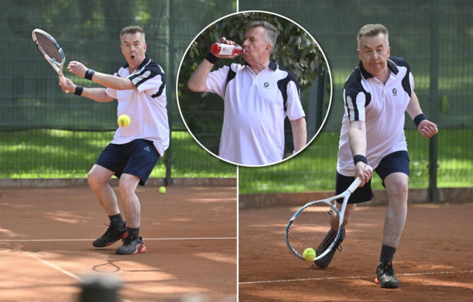 Dariusz Wieczorek zgubił na korcie 5 kilogramów. Tak wygląda ciężki trening polityka! [ZDJĘCIA]