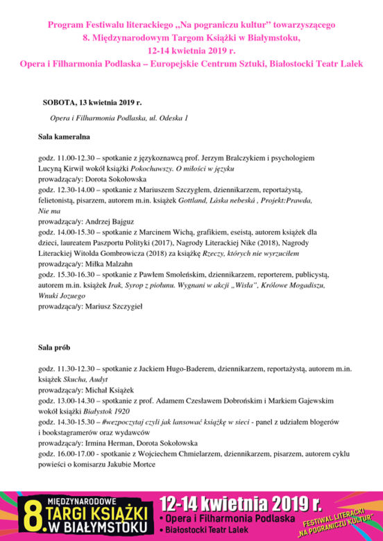 8. Międzynarodowe Targi Książki w Białymstoku. Zobacz, kto będzie. Harmonogram wydarzenia