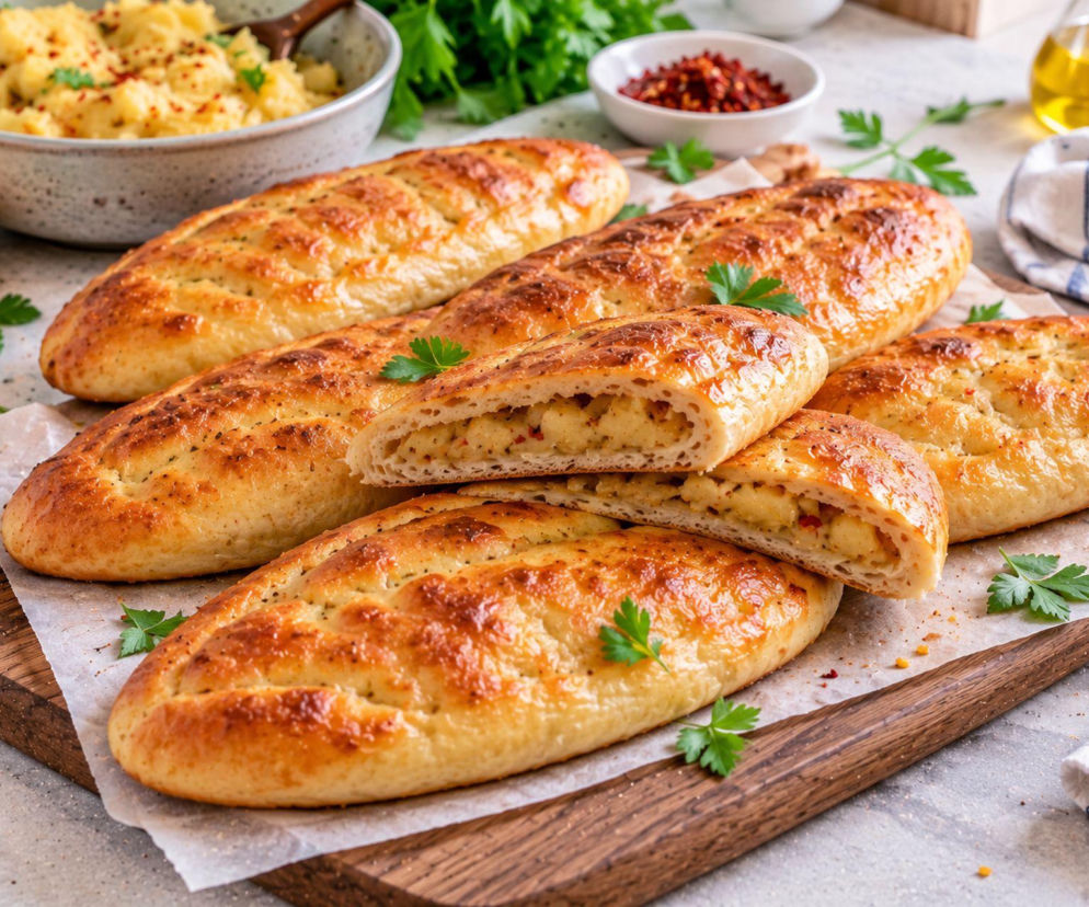 Ziemniaki zawijam w drożdżowe ciasto, a potem rozpłaszczam. Tureckie pide wychodzi miękkie i rumiane