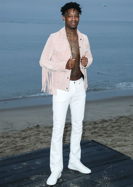21 Savage na pokazie Saint Laurent
