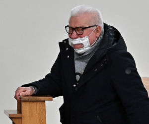 Lech Wałęsa na niedzielnej mszy
