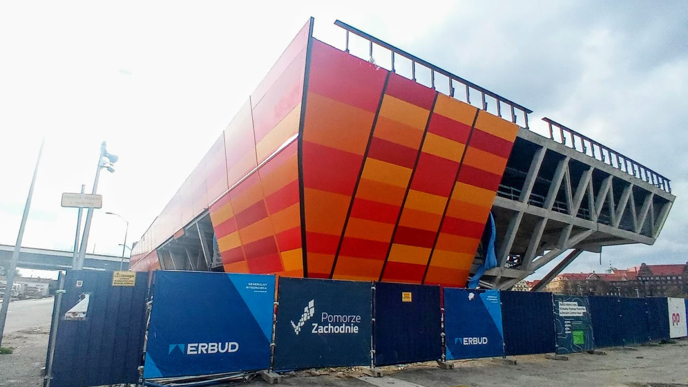 Budowa Morskiego Centrum Nauki w Szczecinie - kwiecień 2021