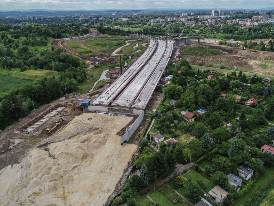 Zdjęcia z placu budowy S7 Kraków - Widoma, czerwiec 2024