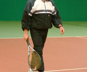 Karol Strasburger ćwiczy