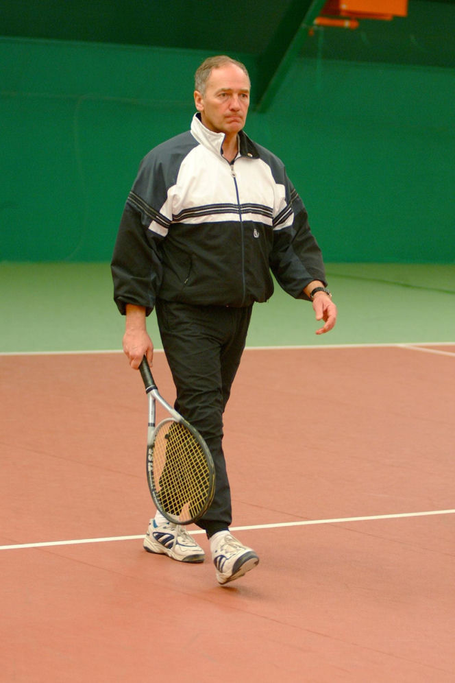 Karol Strasburger ćwiczy