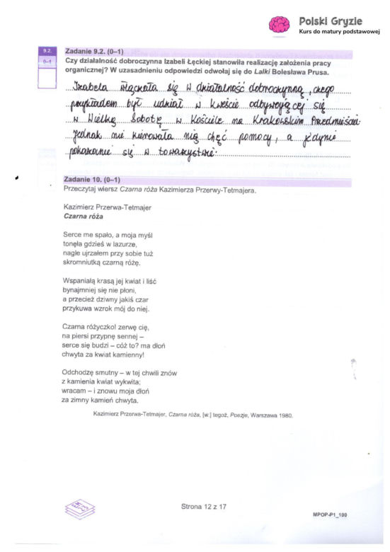 Odpowiedzi próbna matura z języka polskiego 2024 