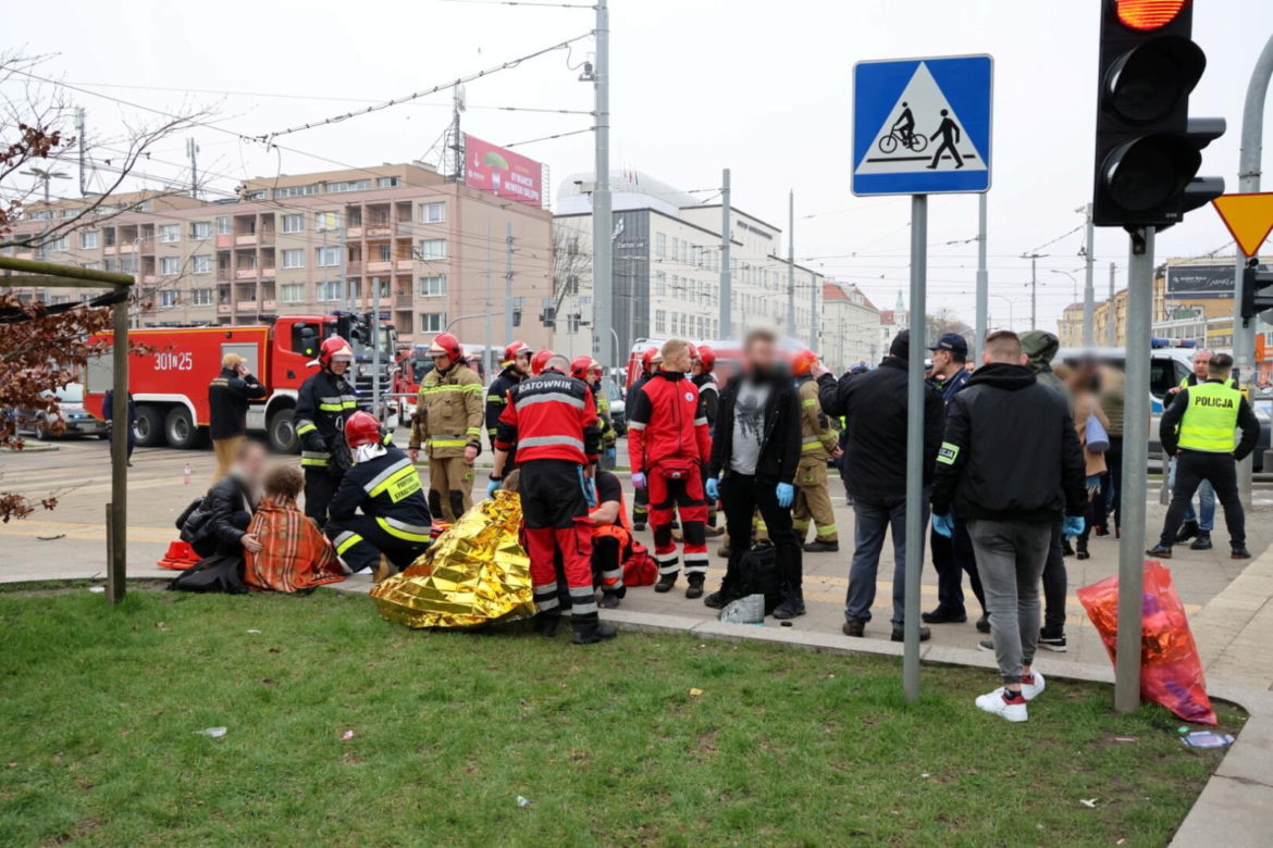 Wypadek na placu Rodła w Szczecinie