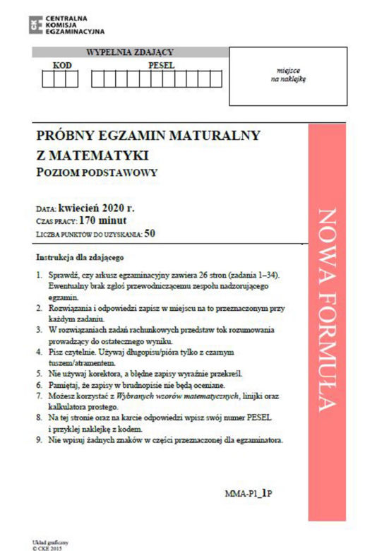 Matura próbna 2020 matematyka