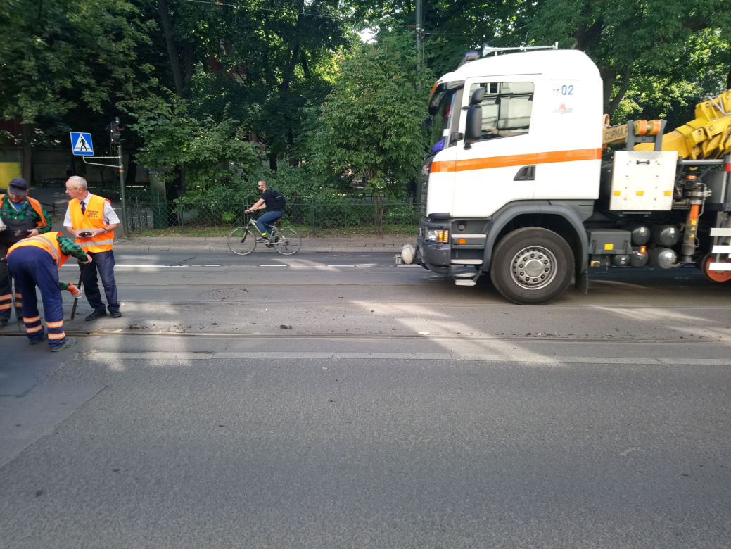 Wykolejenie tramwaju w centrum Krakowa 