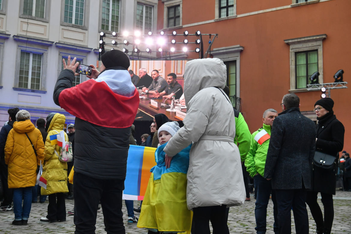 Wystąpienie Wołodymyra Zełenskiego na Zamku Królewskim w Warszawie