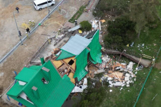 Budynek LKS Lubań Maniowy legł w gruzach