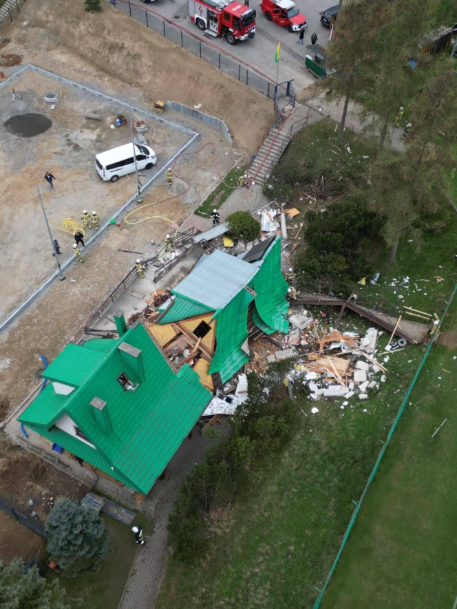 Budynek LKS Lubań Maniowy legł w gruzach