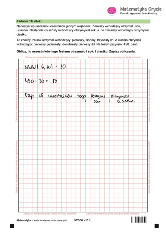 Odpowiedzi próbnego egzaminu ósmoklasisty 2024 z matematyki