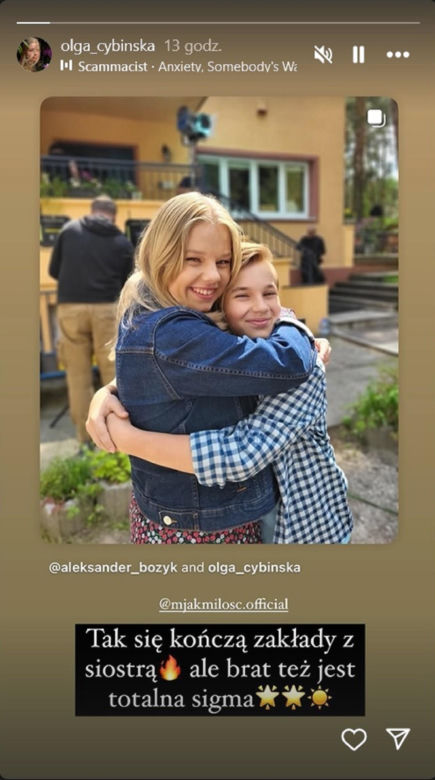 M jak miłość na planie. Misiek (Aleksander Bożyk), Lenka (Olga Cybińska)