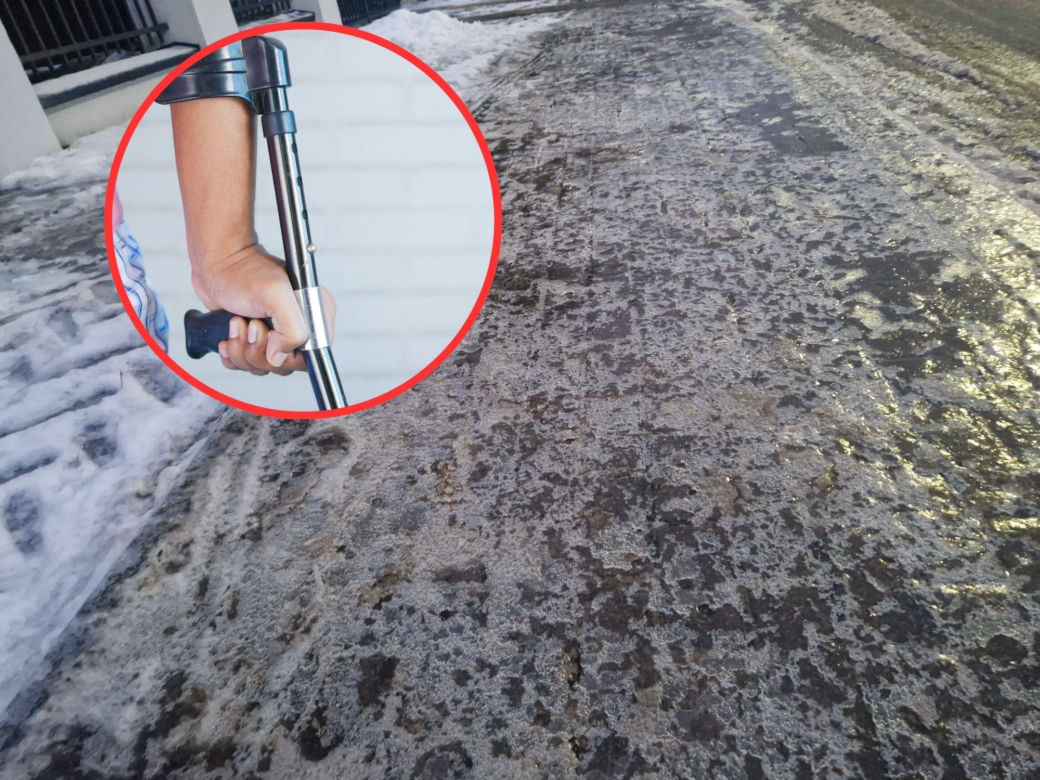 Gołoledź w Toruniu. Ślizgawica na chodnikach, lekarze mają pełne ręce roboty