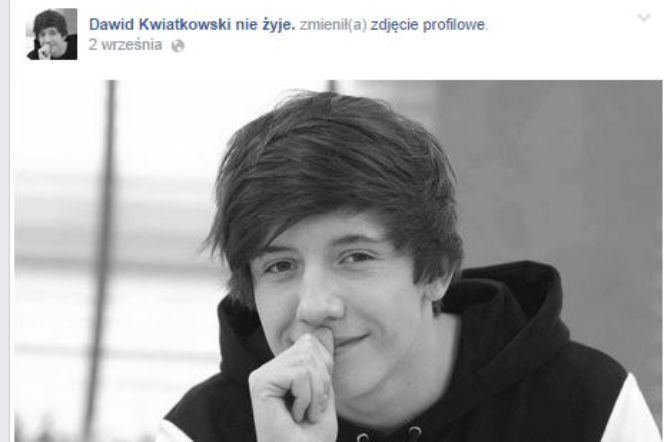 Dawid Kwiatkowski nie żyje - fałszywy profil na Facebooku