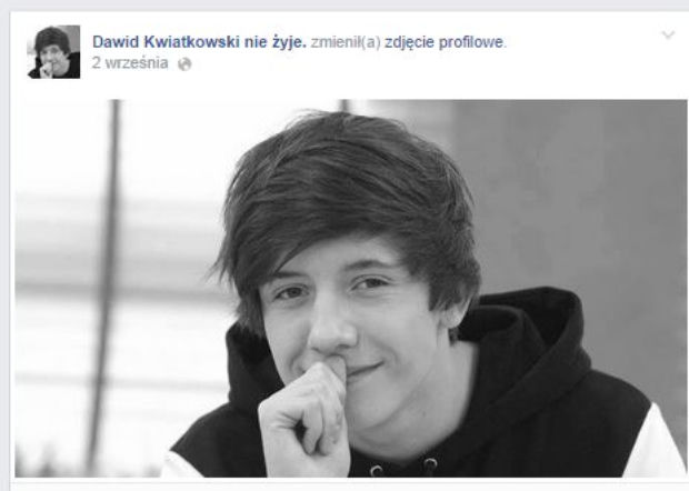 Dawid Kwiatkowski nie żyje - fałszywy profil na Facebooku