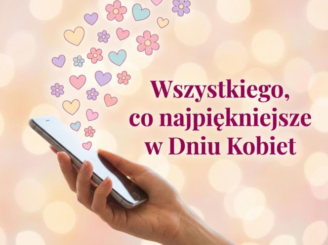 Smartfon z życzeniami na Dzień Kobiet