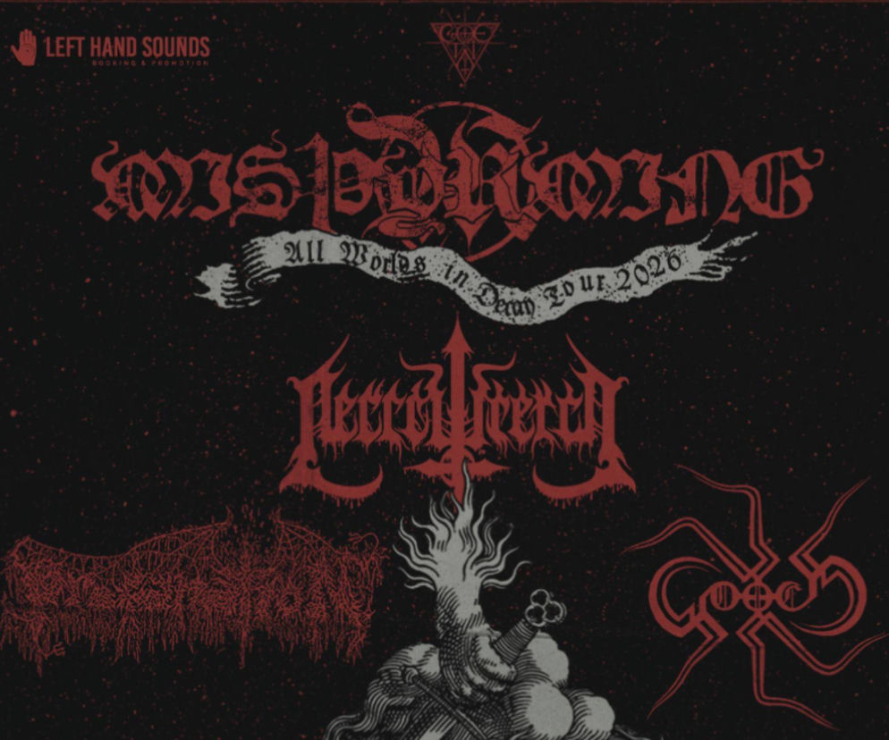 Plakat trasy koncertowej Misthyrming All Worlds in Decay Tour 2026. O metalowym wydarzeniu czytaj w EskaRock.