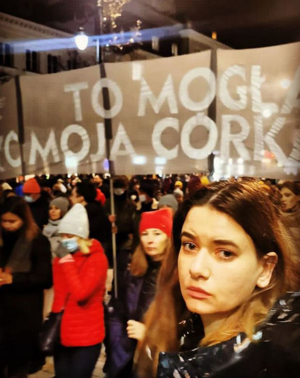 Karolina Malinowska na proteście