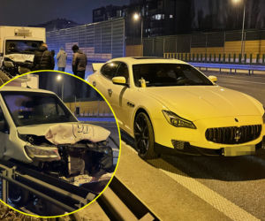 Dostawczak wbił się w piękne maserati