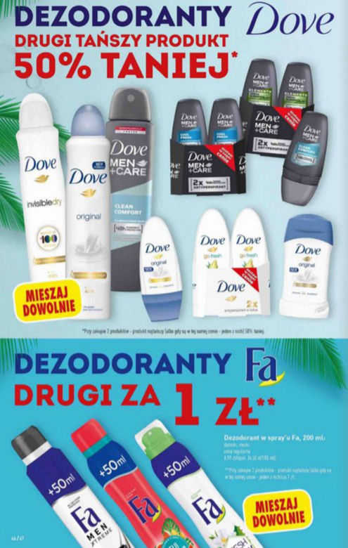 tańsze dezodoranty Dove i Fa