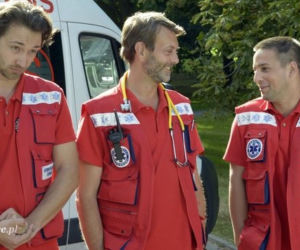 Na sygnale. Piotr (Dariusz Wieteska), Wiktor (Wojciech Kuliński) i Adam (Konrad Darocha)
