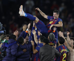 Robert Lewandowski po pożegnalnym meczu na stadionie Barcelony