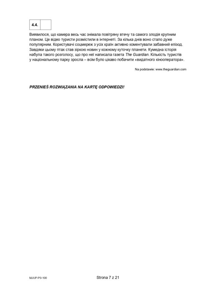 Matura 2026: język ukraiński - arkusz CKE