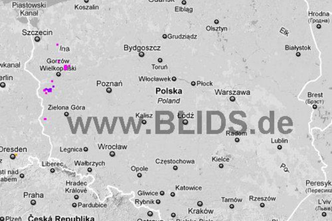 Burze w Polsce, 28.07.2012 - MAPA z godz. 9-11