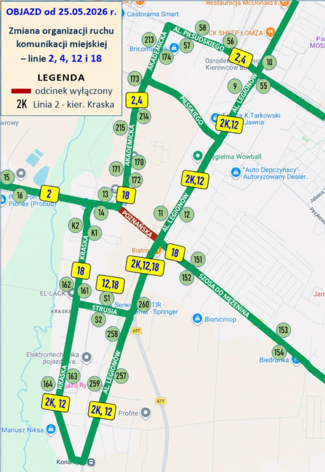 Zmiany w organizacji ruchu w związku z rewitalizacją linii kolejowej między Łomżą a Śniadowem