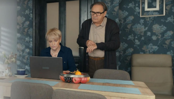 Barwy szczęścia, odc. 3352. Jerzy (Bronisław Wrocławski), Małgorzata (Adrianna Biedrzyńska)