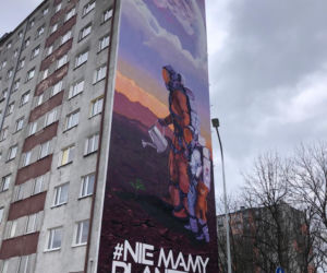Antysmogowy mural w centrum Kielc