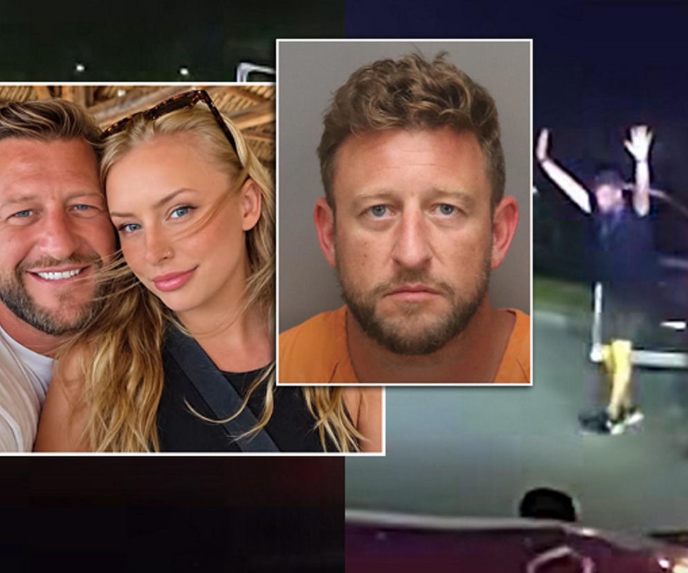 Uśmiechnięta Jessika Antolini i Christopher Dodge Smith. Obok miniatury z zatrzymania mordercy. Czytaj więcej na SE.