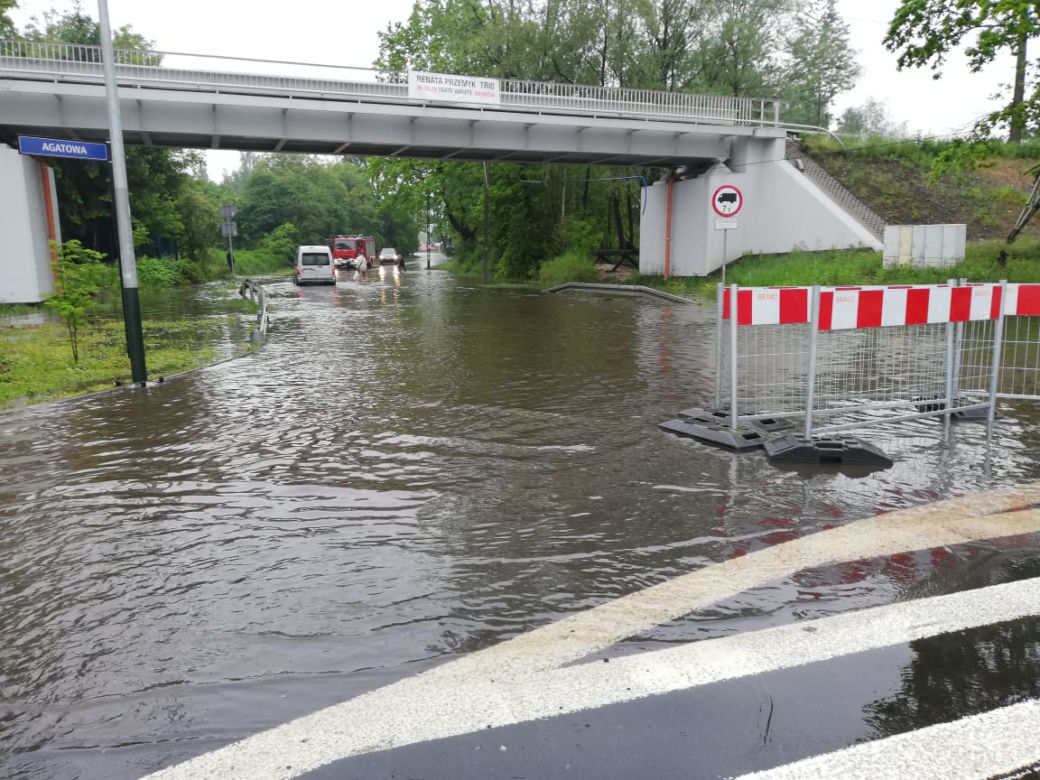 Powódź w Krakowie: Zalana ulica Półłanki 24.05.2019