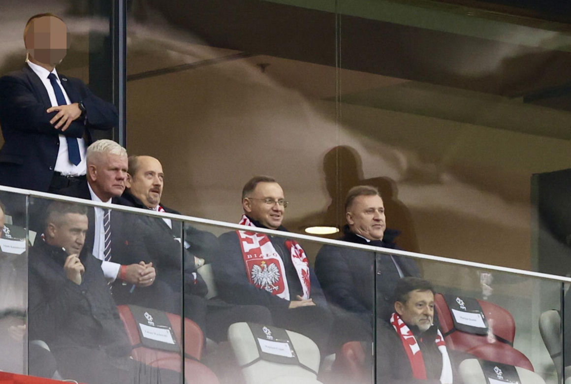 Prezydent Andrzej Duda na meczu Polska-Chorwacja