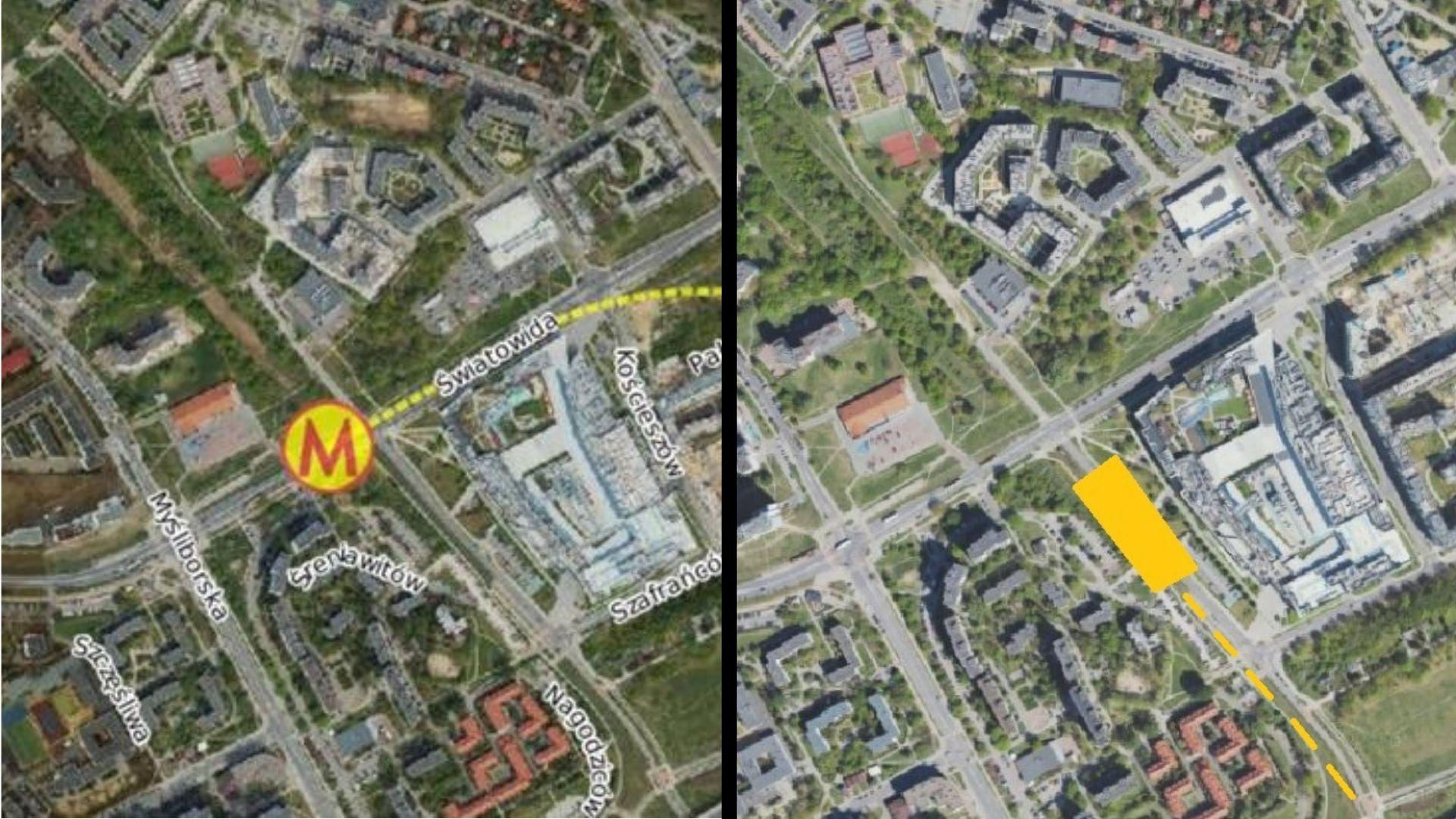 Planowana zmiana lokalizacji stacji metra M4 Myśliborska