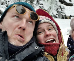 Krystian Wieczorek, jego żona Maria Szafirska-Wieczorek i córka Alina w górach