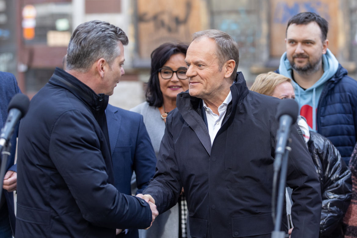 Donald Tusk w Bytomiu. Incydent zakłócił wystąpienie lidera PO