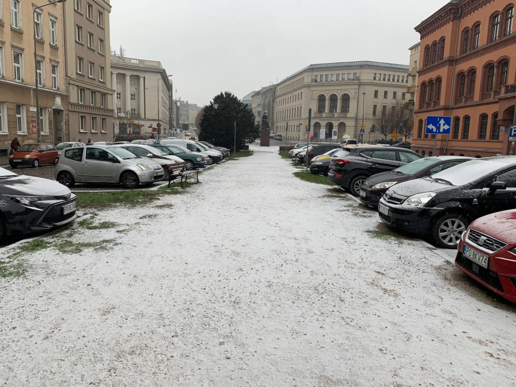 Spadł pierwszy śnieg! Zobacz jak wyglądają ulice Poznania