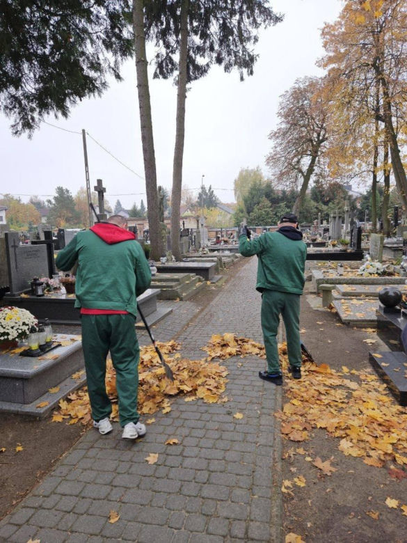 Siedlce: Osadzeni z Zakładu Karnego robią porządki na terenie cmentarza