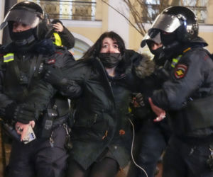 Protesty w Rosji przeciwko wojnie z Ukrainą.