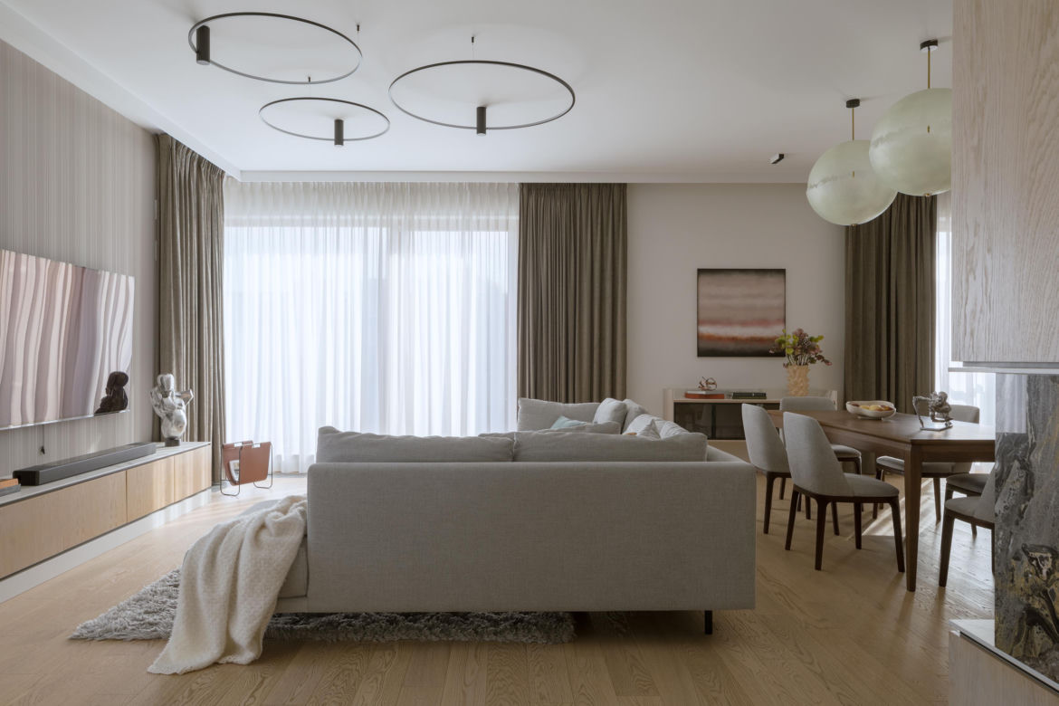Salon w stylu wielkomiejskiego modernizmu