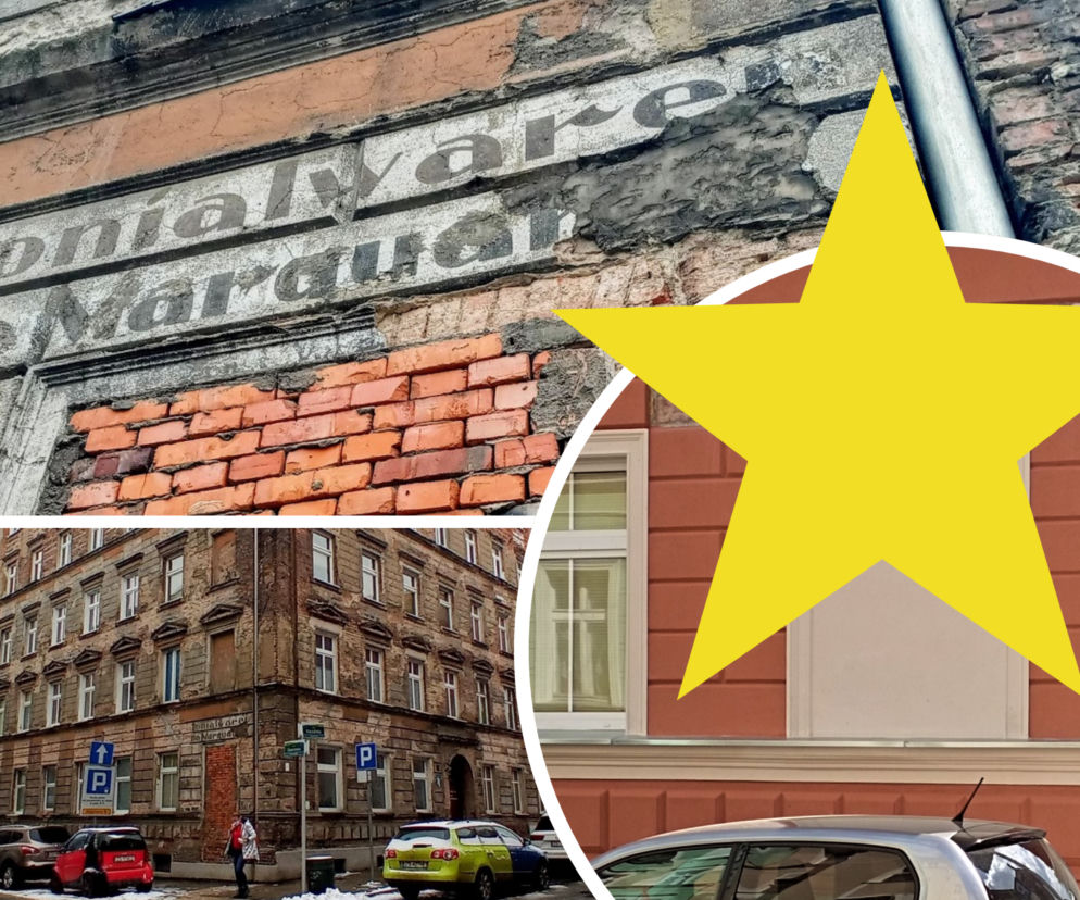 Przedwojenny napis nie zniknął pod grubą warstwą tynku. Kamienica w centrum Szczecina odzyskuje dawny blask