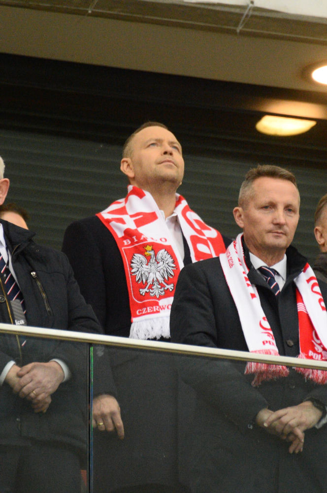 Karol Nawrocki i Przemysław Czarnek na mecze Polska - Albania