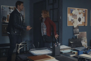 M jak miłość, odcinek 1901. Pani Ola (Ewa Kolasińska), Marcin (Mikołaj Roznerski)