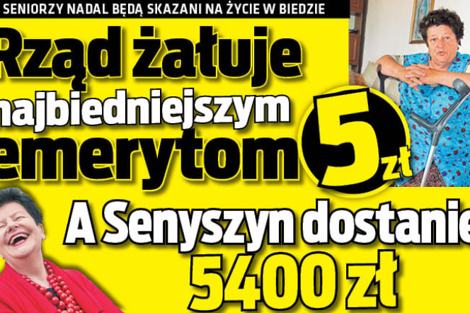 Rząd żałuje najbiedniejszym emerytom 5 zł
