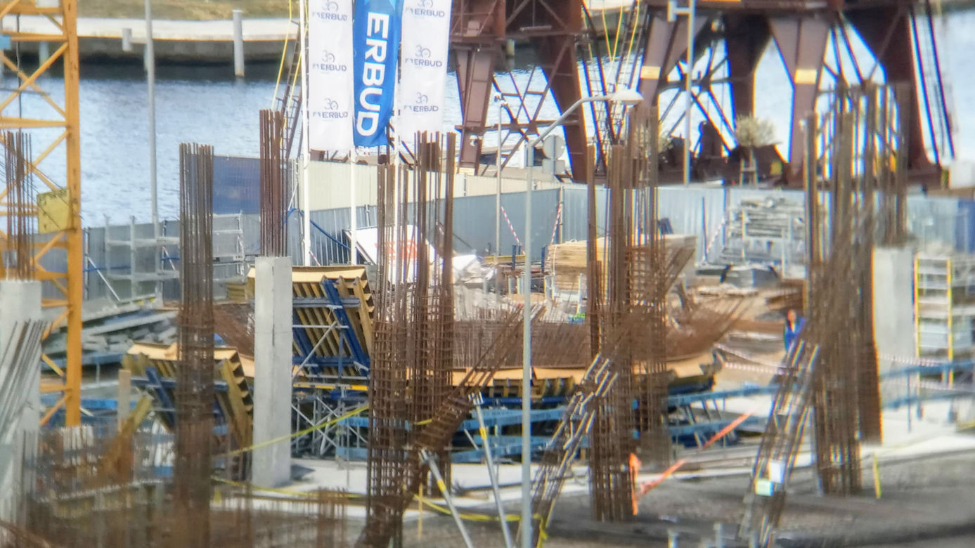 Budowa Morskiego Centrum Nauki w Szczecinie - kwiecień 2020